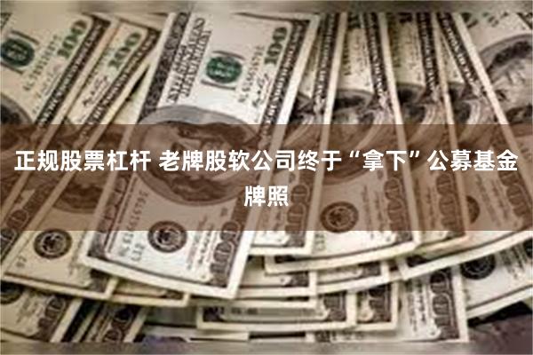 正规股票杠杆 老牌股软公司终于“拿下”公募基金牌照